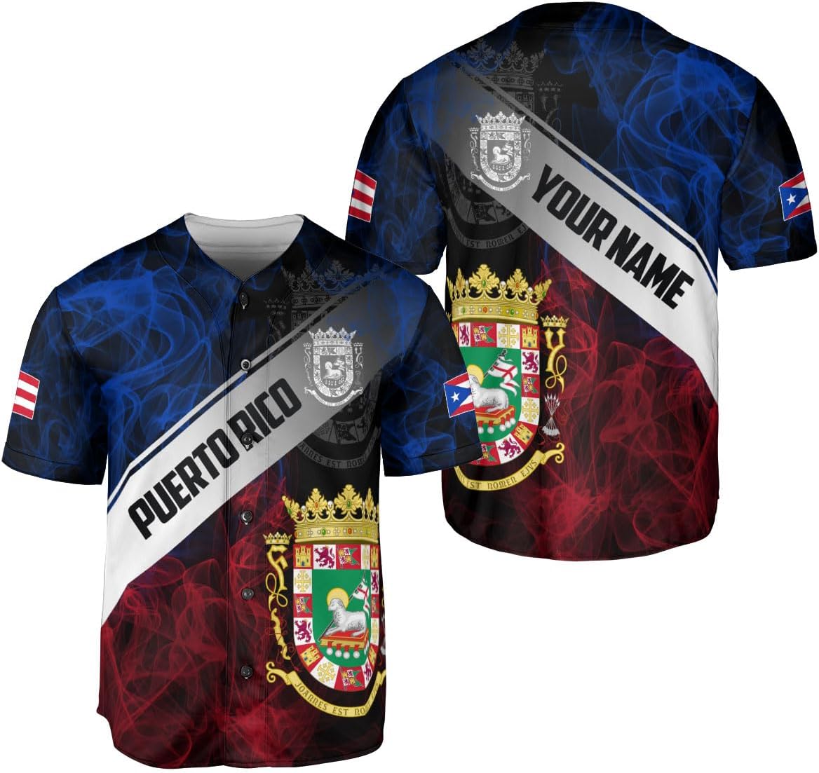 RoyalBro Personalized Puerto Rico Baseball Shirt - Custom Team Name, Puerto Rican Baseball Jersey for Men