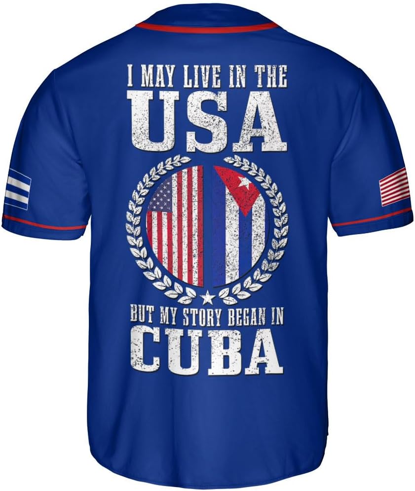 MAPrints Personalized Name Cuba Baseball Jersey Shirt, Republic of Cuba Flag Pride Jersey, Cuban Jersey Camisa for Men &Women