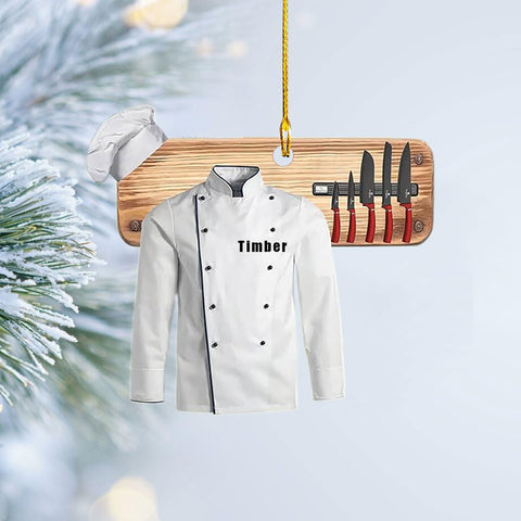 Personalized Chef Christmas Ornament 2024, Cooking Baking Christmas Ornaments, Chef Uniform Ornament, Custom Chef Hat Ornament for Christmas Tree Chef Gifts Food Ornaments Kitchen Ornament (Chef 11)