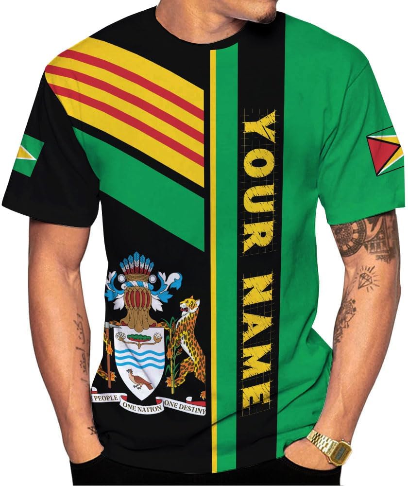 MoonArt Personalized Guyana Shirts - Guyanese Coat of Arms Flag 3D