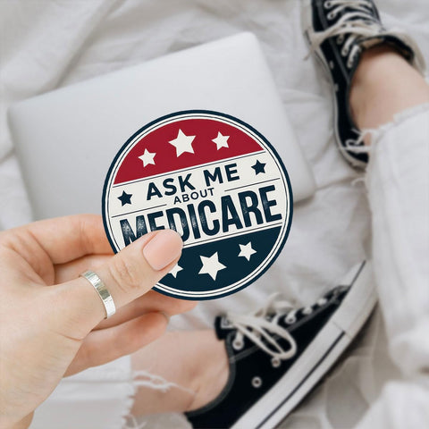 3 Pcs Ask Me About Medicare Sticker, Medicare Health Insurance Consultant Sticker, Mental Health Waterproof Die-Cut Vinyl Stickers 3 Inches for Water Bottle Laptop Phone Car Window Helmet Tumbler