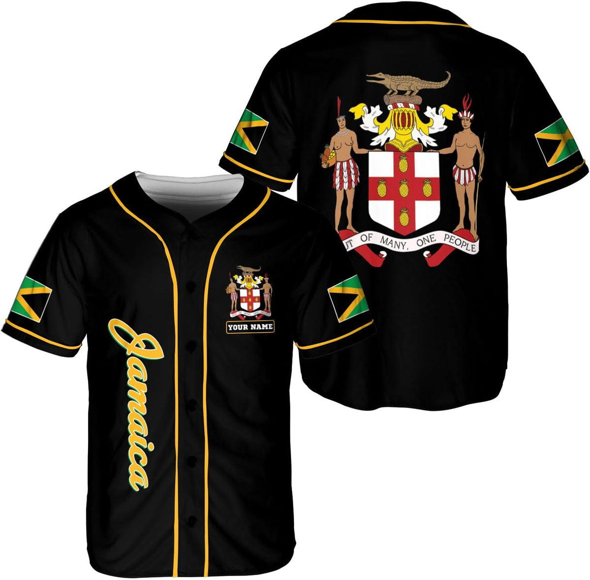 Leprints Personalized Jamaica Baseball Jersey Shirt, Custom Team Name Jamaican Baseball Jersey for Men, Women