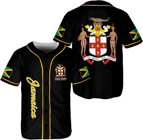 Leprints Personalized Jamaica Baseball Jersey Shirt, Custom Team Name Jamaican Baseball Jersey for Men, Women