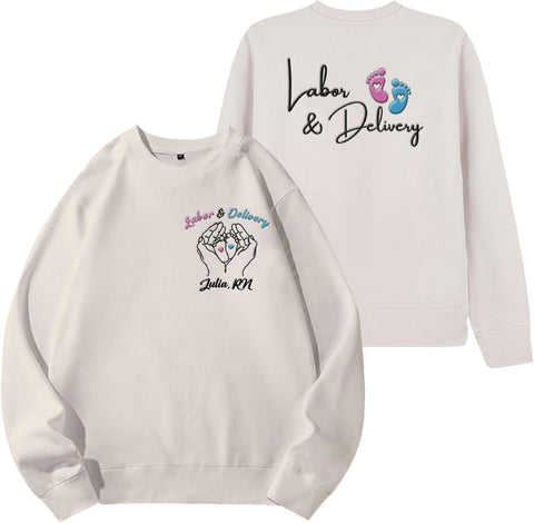 Leeprints L&D Sweatshirt, Personalized LD Shirt, Nurse Appreciation Gift