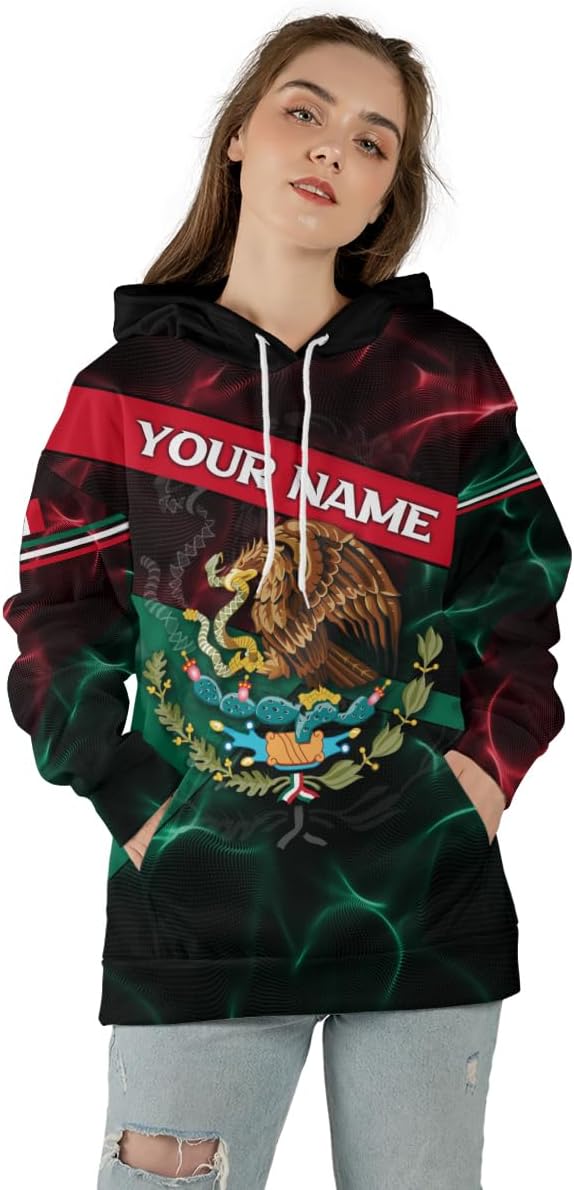 Mostprints Personalized Name Mexican Hoodie 3D, Mexican Hoodies for Men, Unisex Mexico Hoodie, Mexico Hoodies for Men
