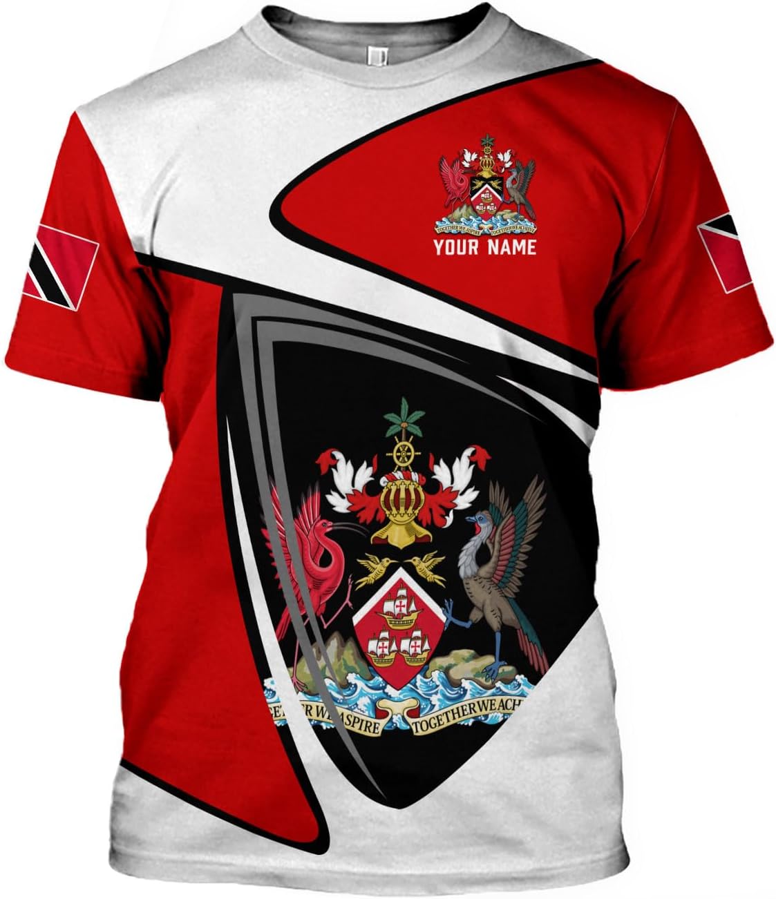 Artparel Personalized Trinidad and Tobago Shirt Trinidad and Tobago Coat of Arms Flag ShirtsTrinidad and Tobago Crest
