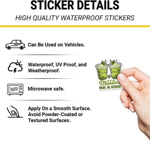 3PCS Matcha Latte a Matcha Made in Heaven 3" Sticker, Green Tea Cups Gifts Funny Matcha Made in Heaven Waterproof Stickers Green Tea Lover Vinyl Car Decal for Laptop Water Bottle Toolbox Phone Case