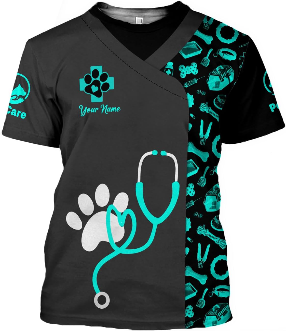 Suseaz Personalized Vet Tech Shirts for Veterinarian, Veterinary Medicine Technician Men Women Shirt, Paw Dog Cat Animal Love