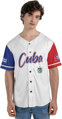 Personalized Cuba Baseball Jersey Shirt, Cuba Flag Jersey, Cuban Jersey for Men and Women, Cuba USA Flag T Shirt