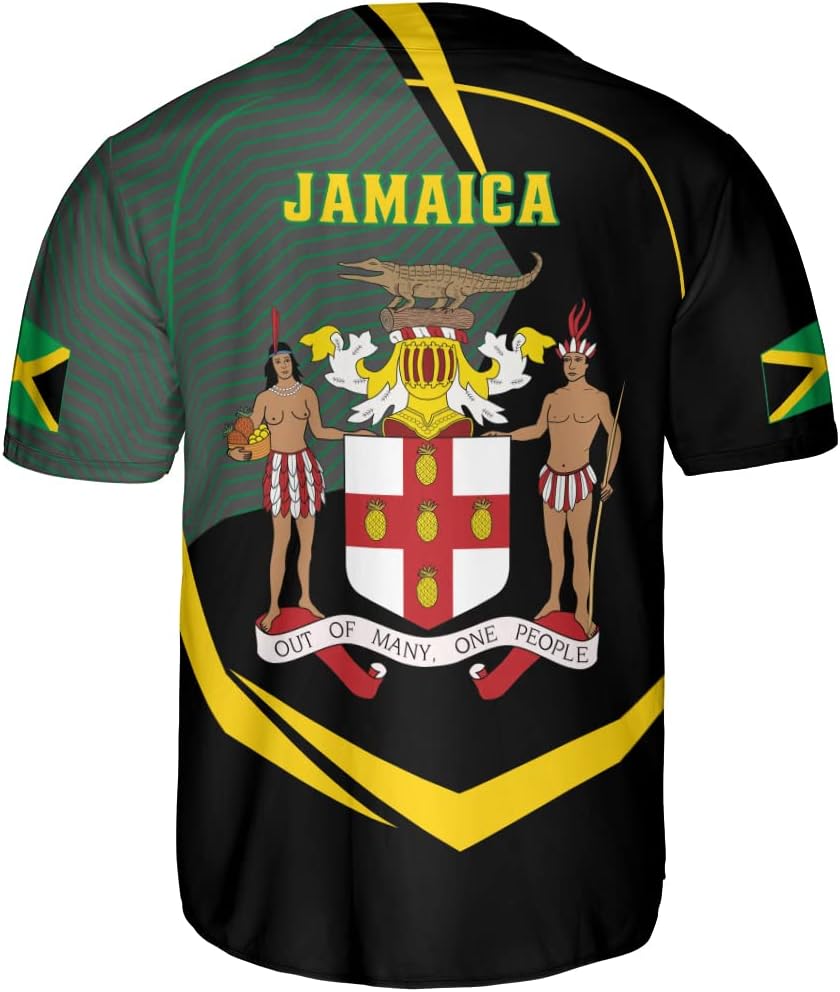 Leprints Personalized Jamaica Baseball Jersey Shirt, Custom Team Name Jamaican Baseball Jersey for Men, Women