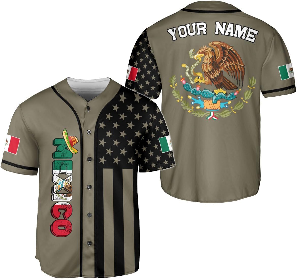 RoyalBro Personalized Mexico Baseball Jersey, Mexican Jersey for Men & Women, Mexican Flag Jersey, Mexico Shirt Camisas