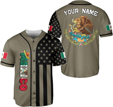 RoyalBro Personalized Mexico Baseball Jersey, Mexican Jersey for Men & Women, Mexican Flag Jersey, Mexico Shirt Camisas