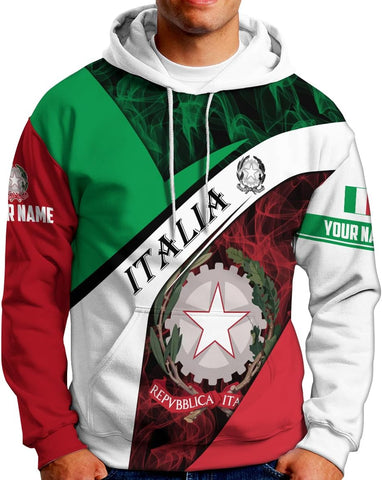 Ligthuy Personalized Name Italy Shirt 3D, Custom Italian Shirt Flag for Men and Women, Italia Shirt Soccer Unisex Size
