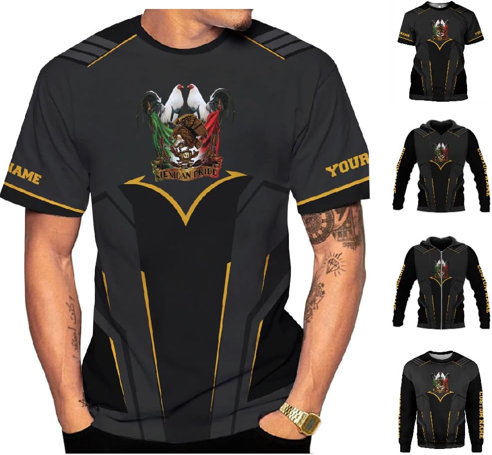 Personalized Mexican Shirts for Men 3D Customized Mexico Shirts for Men Mexico Shirts for Women Mexico Flag Shirt (HD182)