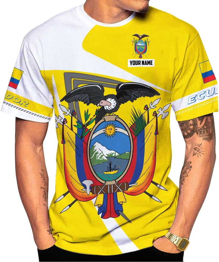 Mostprints Personalized Name Ecuador Shirt 3D, Ecuador Ecuadorian Flag Pride Gift T-Shirt, Ecuador Shirts for Men Women S-5XL