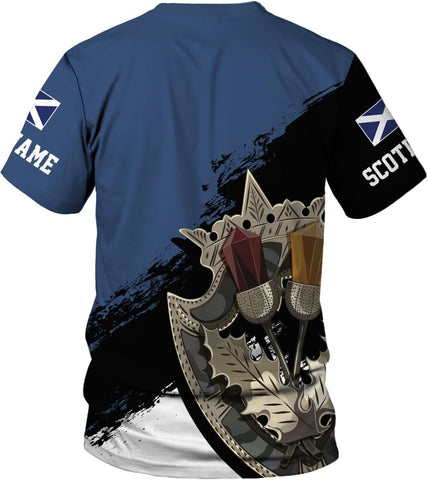 Custom Scotland Shirts for Men Scottish Rampant Lion Scotland Coat of Arms Banner T-Shirt Lion Scottish Pride Gift Shirts 3D