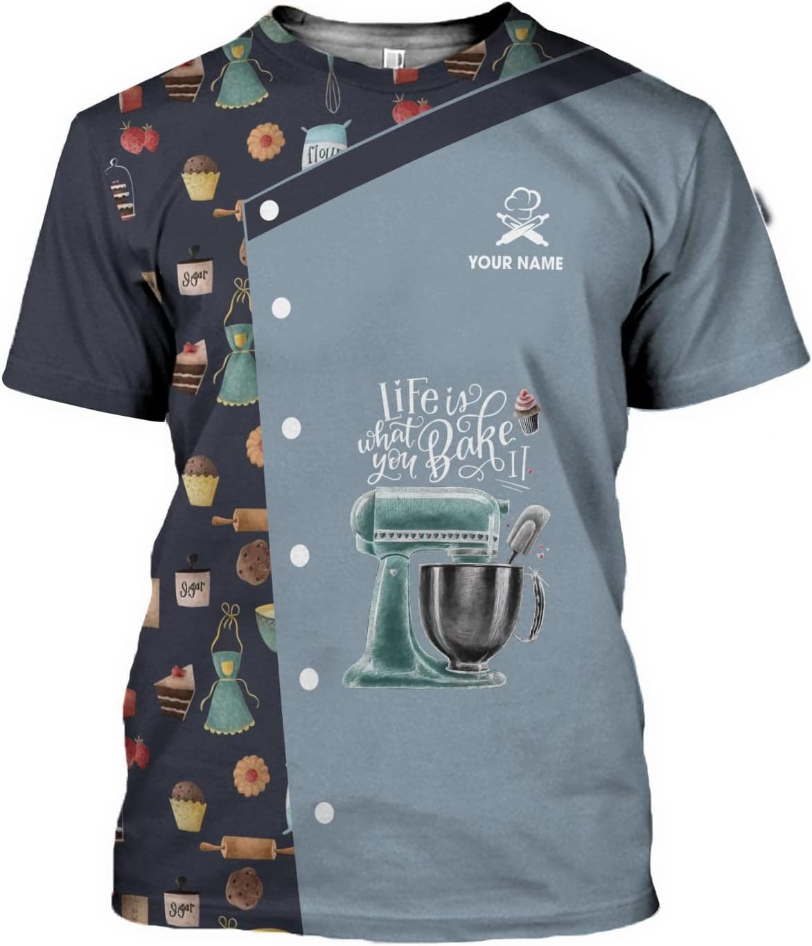 Personalized Name Baking 3D Shirt for Baker, Baker Cooking Gifts Tees, Funny Bake Machine Shirt, Baker Lover Shirt