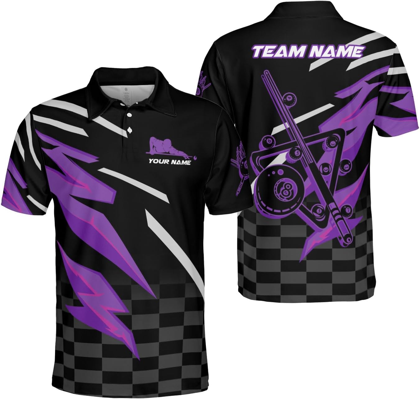 Custom Billiard Polo Shirts for Men Women Personalized Name Team 8 Ball Shirt Billiards Apparel Pool 3D Tshirts Gifts Players