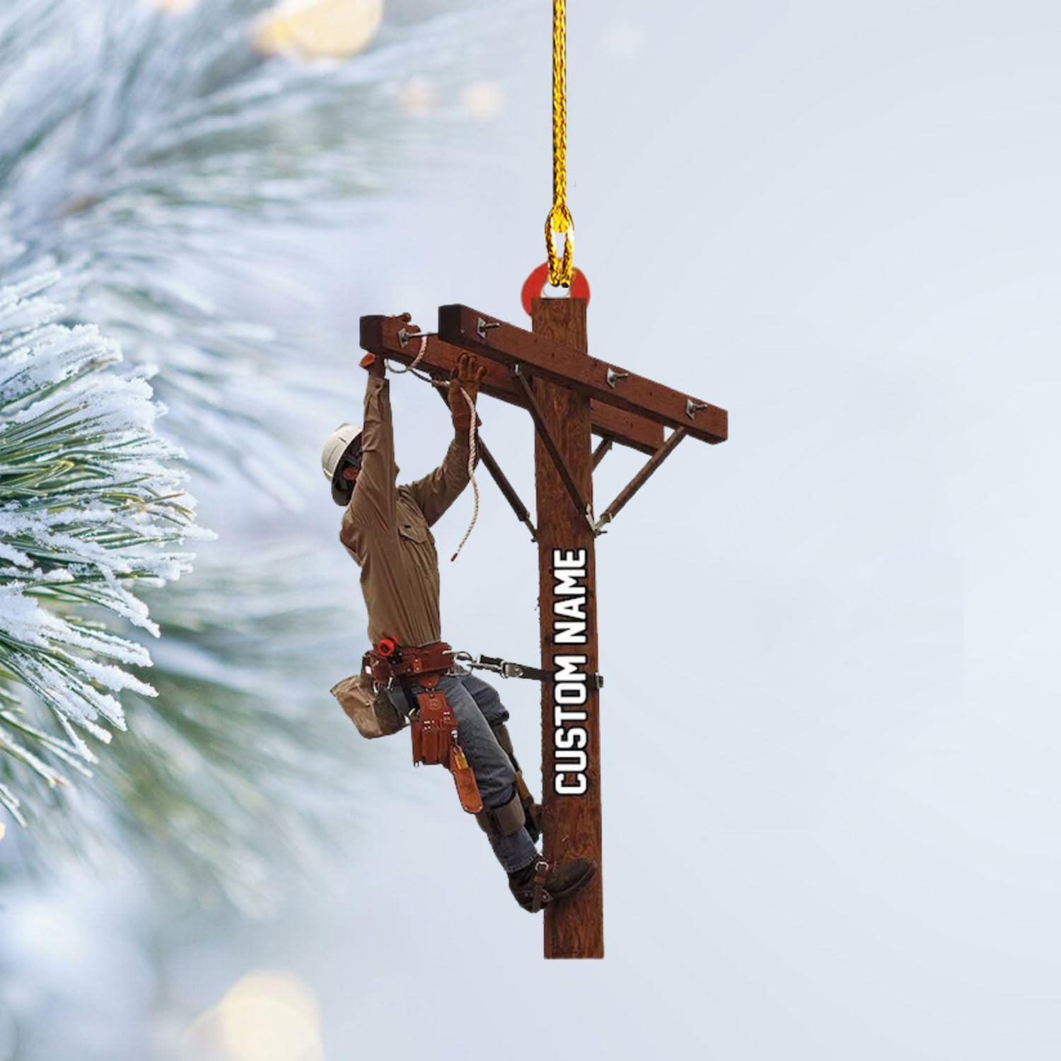 mostprints Personalized Lineman Ornament Custom Lineman Ornaments Line Man Christmas Ornaments Gifts for Lineman Ornament Lineman Christmas Hanging Ornament Lineman Gift (Style 8)