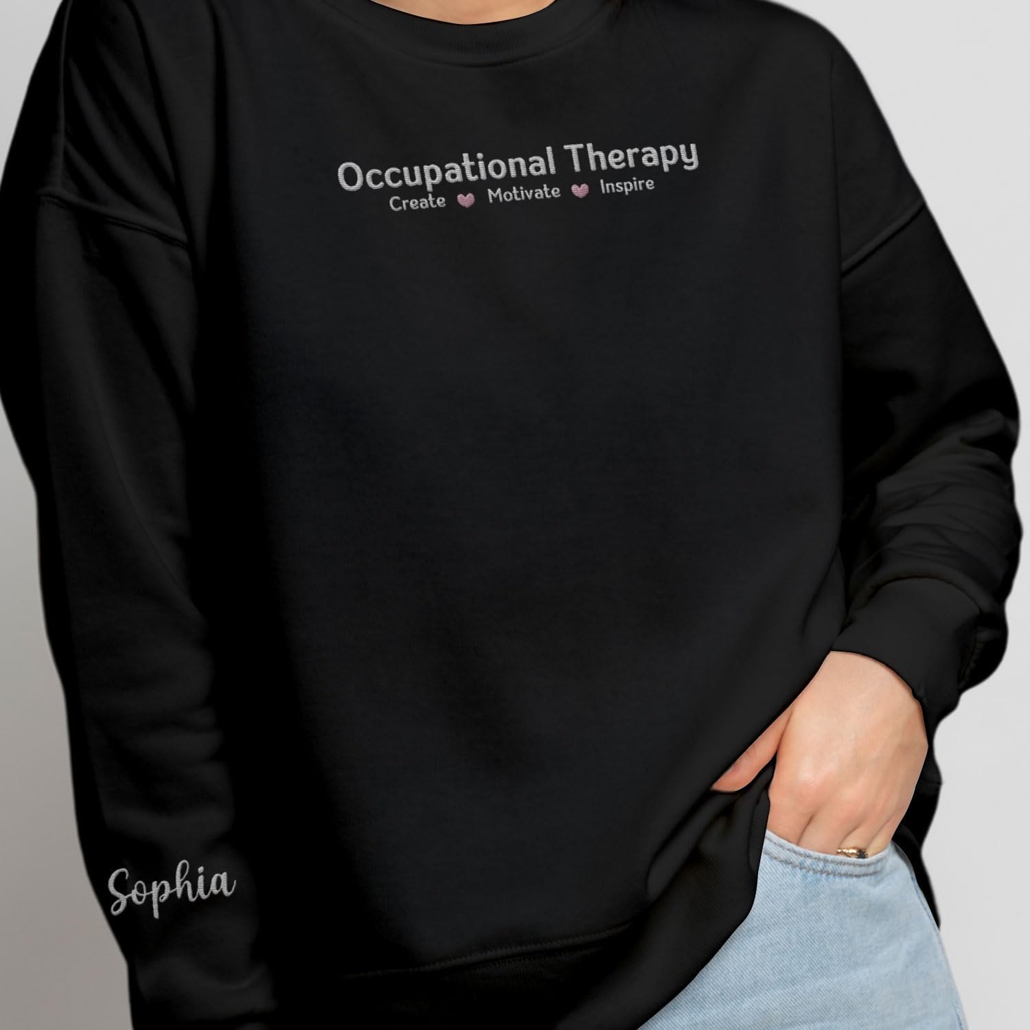 Custom Occupational Therapy Embroidered Sweatshirt for Women Men, OT Therapist T-Shirt, Occupational Therapist Gift Pullover