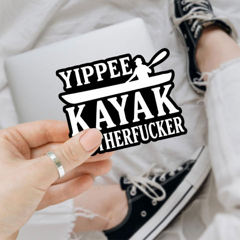 Yippee Kayak Motherfucker 3" Sticker, Funny Adult Parody Vinyl Decal 3 inches Waterproof for Laptop, Cooler, Kayak, Water Bottle, Car, Helmet – Sarcastic Outdoor Sticker for Paddlers