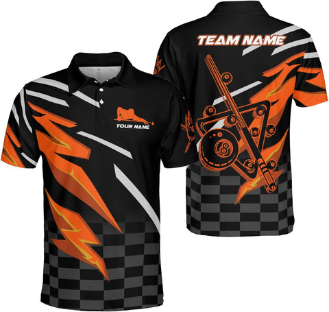 Custom Billiard Polo Shirts for Men Women Personalized Name Team 8 Ball Shirt Billiards Apparel Pool 3D Tshirts Gifts Players