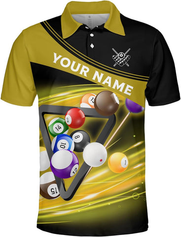 Pretyprints Personalized Billiard Polo Shirt Shirts Men Women Custom Name 3D Team Apparel Gift 8 Ball Pool S-5XL