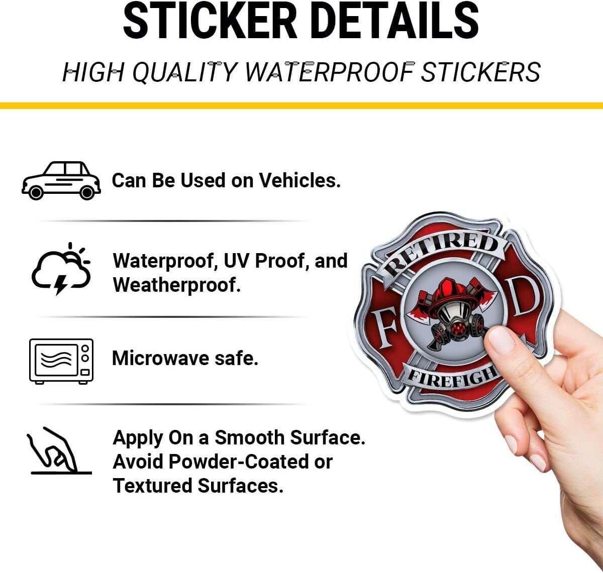 (3 PCS) Retired Firefighter Sticker, Fire Department Vinyl Decal Waterproof for Laptop, Water Bottle, Tumbler, Car, Gift for Retired Firefighters and Fire Safety Enthusiasts - 3 Inch