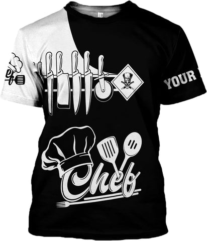 Custom Chef Shirt Chef Shirts for Men Gifts for Master Chef Lovers Custom Chef T Shirts for Men Funny 3D Chef Shirts for Men
