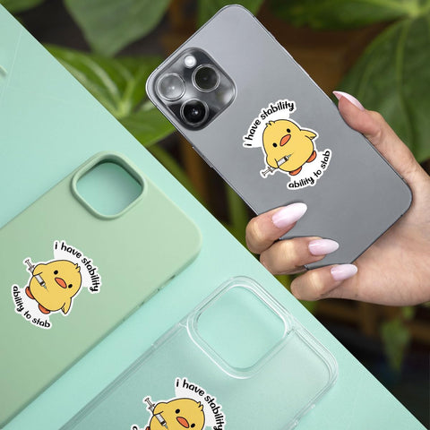 3Pcs I Have Stability Ability To Stab Funny Cute Duck Sticker, Duck Nurse Bumper Sticker, I Will Stab You Sticker, Funny Nurse Medical Healthcare Decal- Sticker For Laptop Water Bottle Phone Helmet 3"