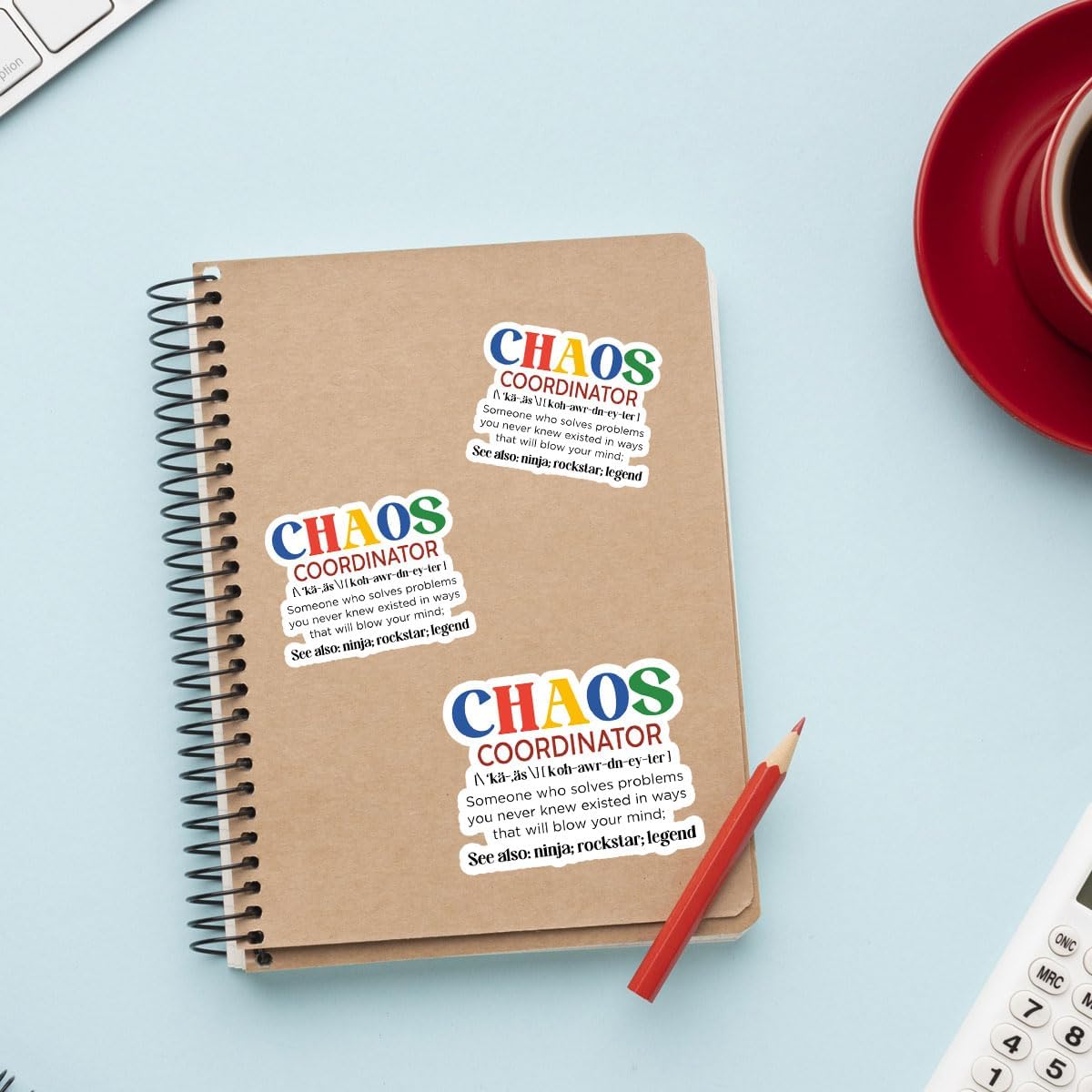 3 Pcs Chaos Coordinator Sticker, Production Coordinator Sticker, Chaos Coordinator Water Bottle, Funny Office Stickers - Vinyl Stickers 3 Inches for Water Bottles Laptop Phone Car Window Helmet