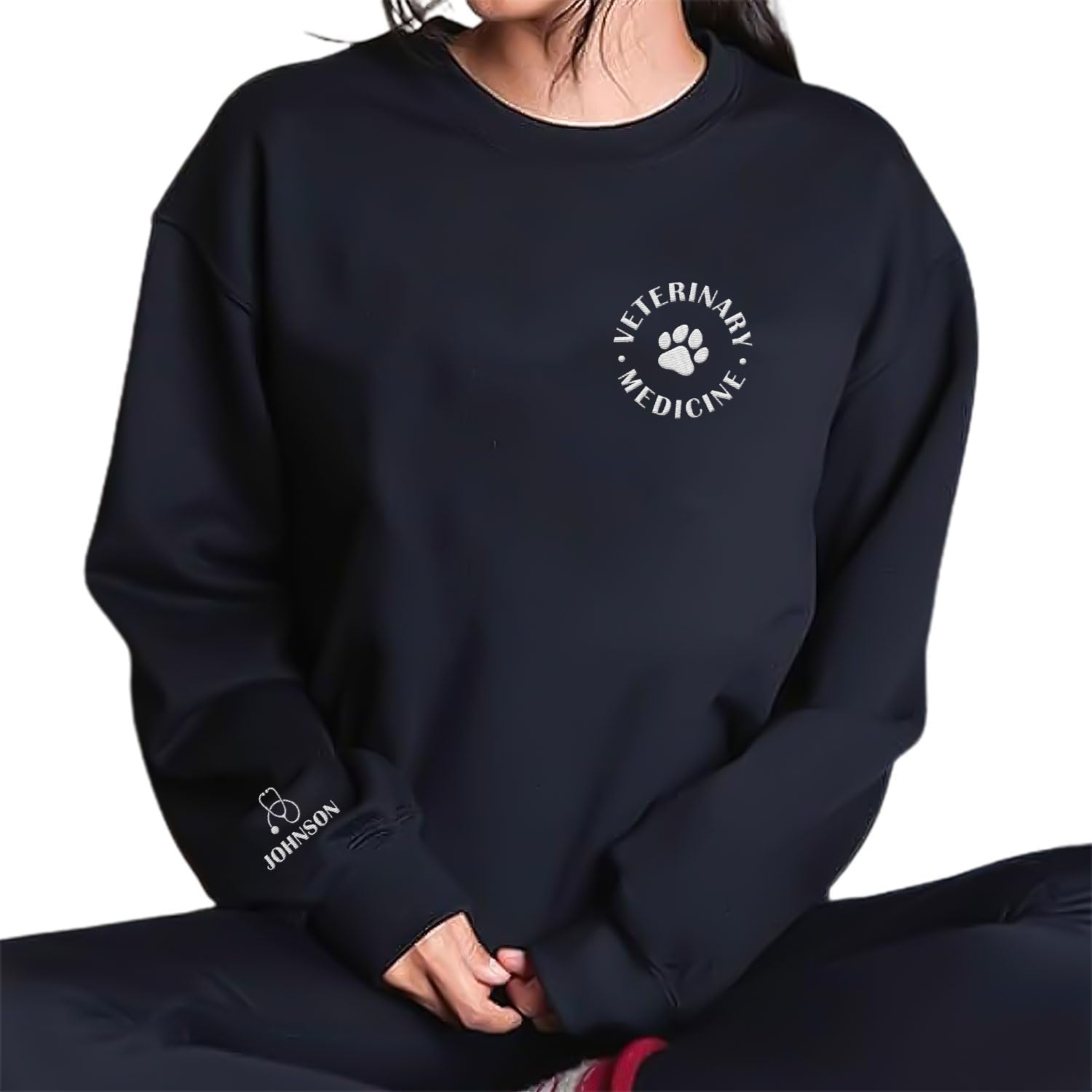 Leeprints Personalized Embroiderd Veterinary Medicine Sweatshirt - Vet Tech Sweater, Veterinarian Gift, Vet Med Staff Gifts