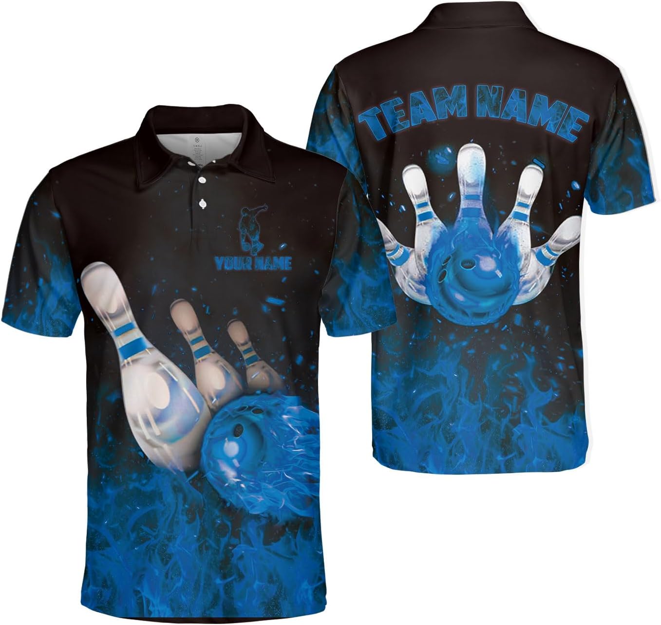 Custom 3D Bowling Polo Shirts for Men and Women Personalized Team Name Gift Unisex Customized Bowling Short Sleeve Polo Shirt