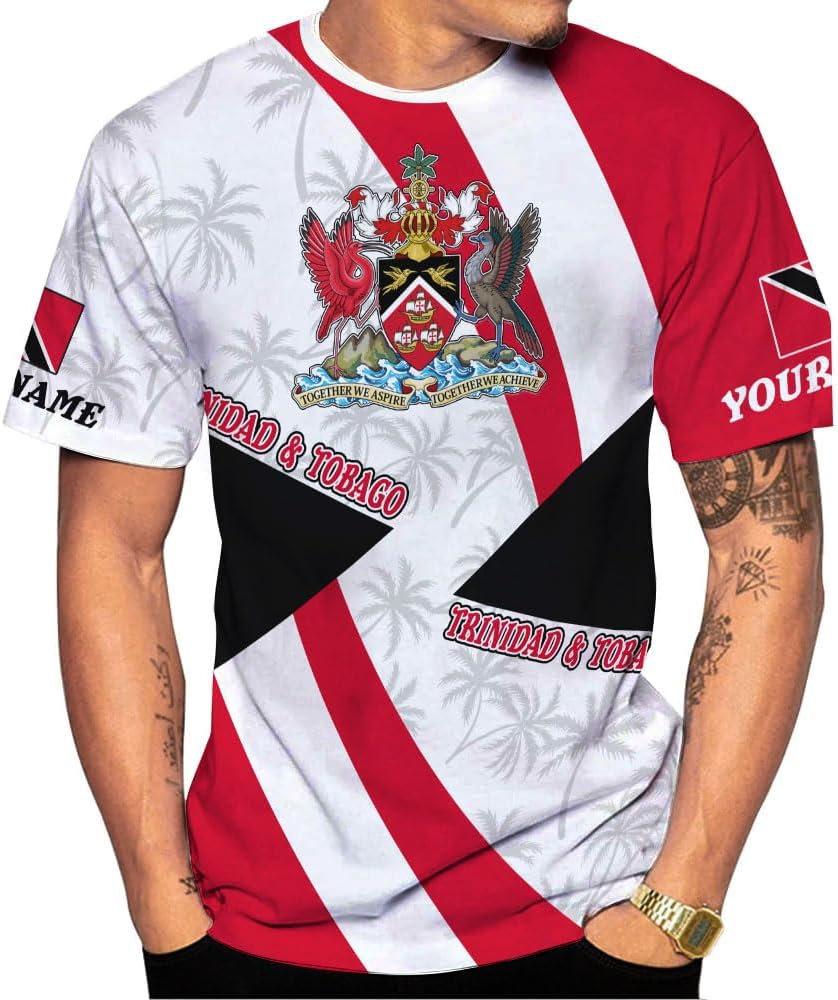Artparel Personalized Trinidad and Tobago Shirt Trinidad and Tobago Coat of Arms Flag ShirtsTrinidad and Tobago Crest