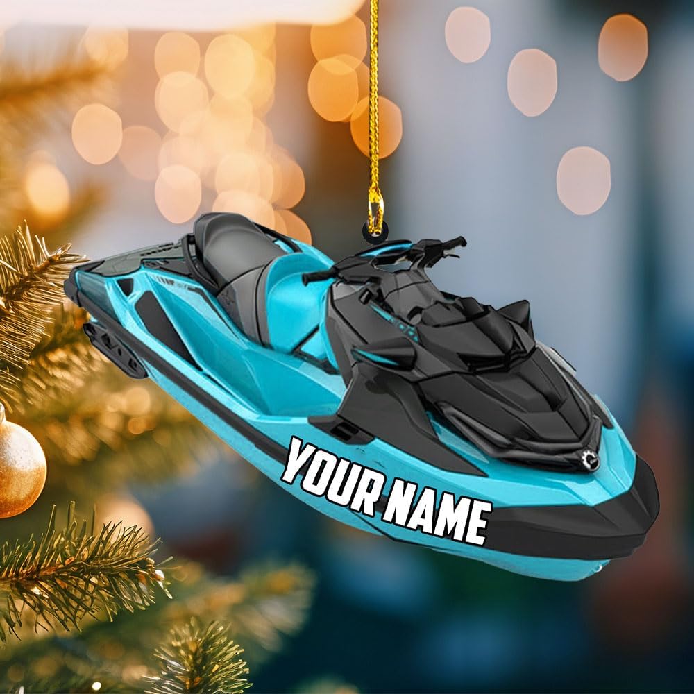 Podagree Personalized Pontoon Boat Ornament, Pontoon Christmas Ornament, Pontoon Boat Christmas Car Ornament, Pontoon Boat, Custom Pontoon String Light Ornament (WB9)