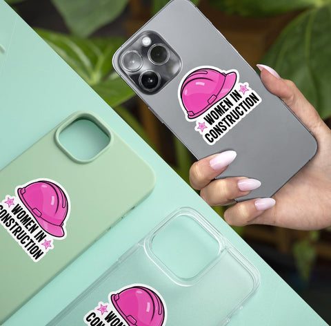 3 Pcs Women in Construction Sticker, Female Construction Worker Sticker for Engineers, Builders, Architects, Feminist Gift, Durable Waterproof Vinyl Sticker for Laptop, Water Bottle, Toolbox