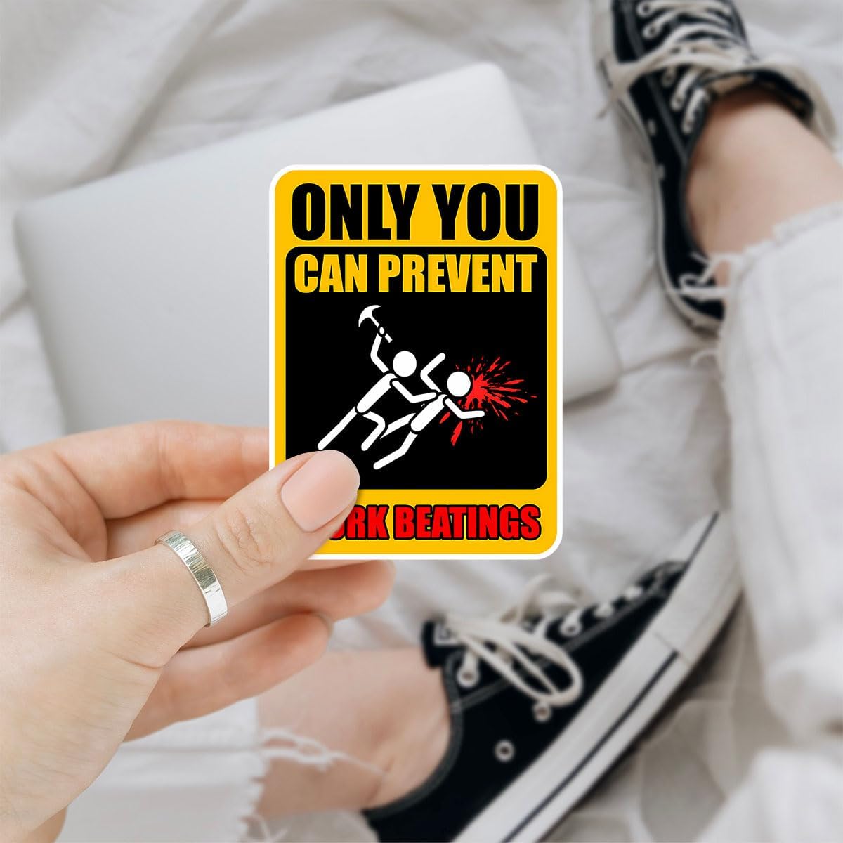 3Pcs Only You Can Prevent Work Beatings Sticker, Only You Can Prevent Work Beatings Vinyl Sticker, Only You Can Prevent Stickers, Quotes Stickers - Sticker for Laptop Water Bottle Phone Hard Hat 3"