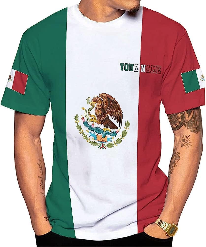 Personalized Mexican Shirts for Men 3D Customized Mexico Shirts for Men Mexico Shirts for Women Mexico Flag Shirt (RD45)