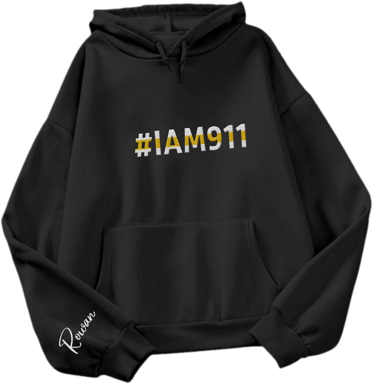 Leeprints Personalized Embroidered Dispatcher 911 Sweatshirt, Pulse Dispatch Embroider Hoodie, Thin Gold Line 911