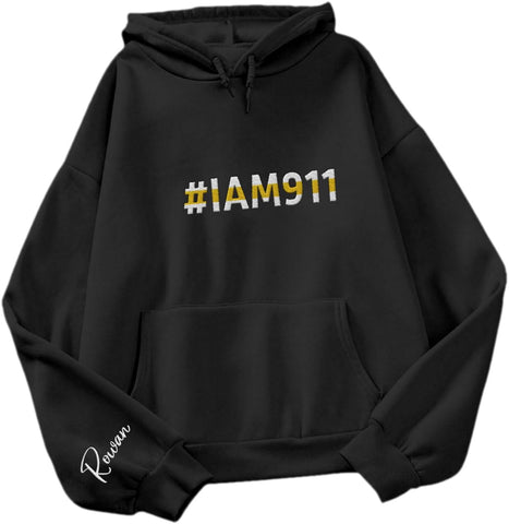 Leeprints Personalized Embroidered Dispatcher 911 Sweatshirt, Pulse Dispatch Embroider Hoodie, Thin Gold Line 911