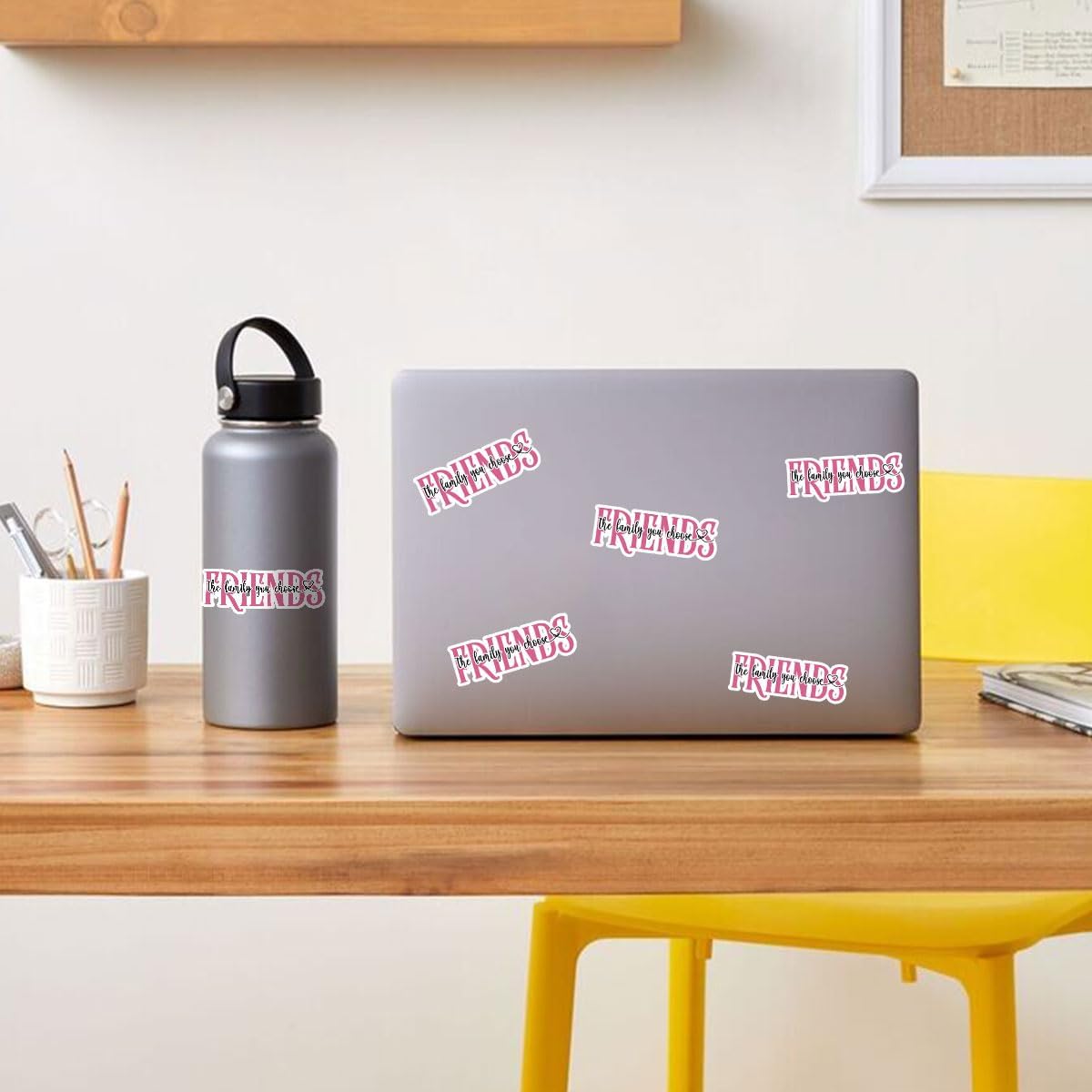 3 Pcs Friends are The Family We Choose Sticker, Friendship Love Quote Motivational Funny Sarcastic Phrase - Funny Vinyl Stickers for Water Bottles Laptop Car Hart Hat Helmet 3 Inches