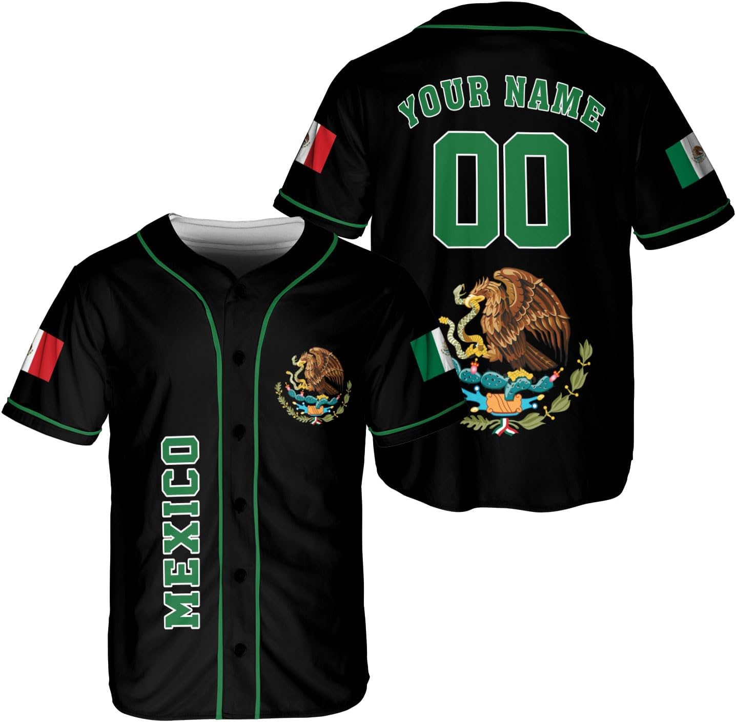 Mostefy Personalized Mexico Baseball Jerseys Mexican Eagle & Flag Shirt for Teams, Mexico Shirts for Men & Women Size S-5XL1