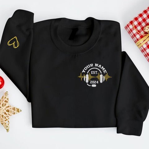 Intenprints Personalized Embroidered Dispatcher Shirt 911 Emergency Services Sweatshirt Thin Gold Line Flag Dispatcher Shirt