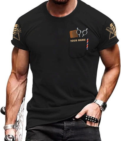 Custom 3D Barber Shirt for Men Women Gift Personalized Hair Stylist Tee Barbershop Apparel Hairdresser Printed Uniform