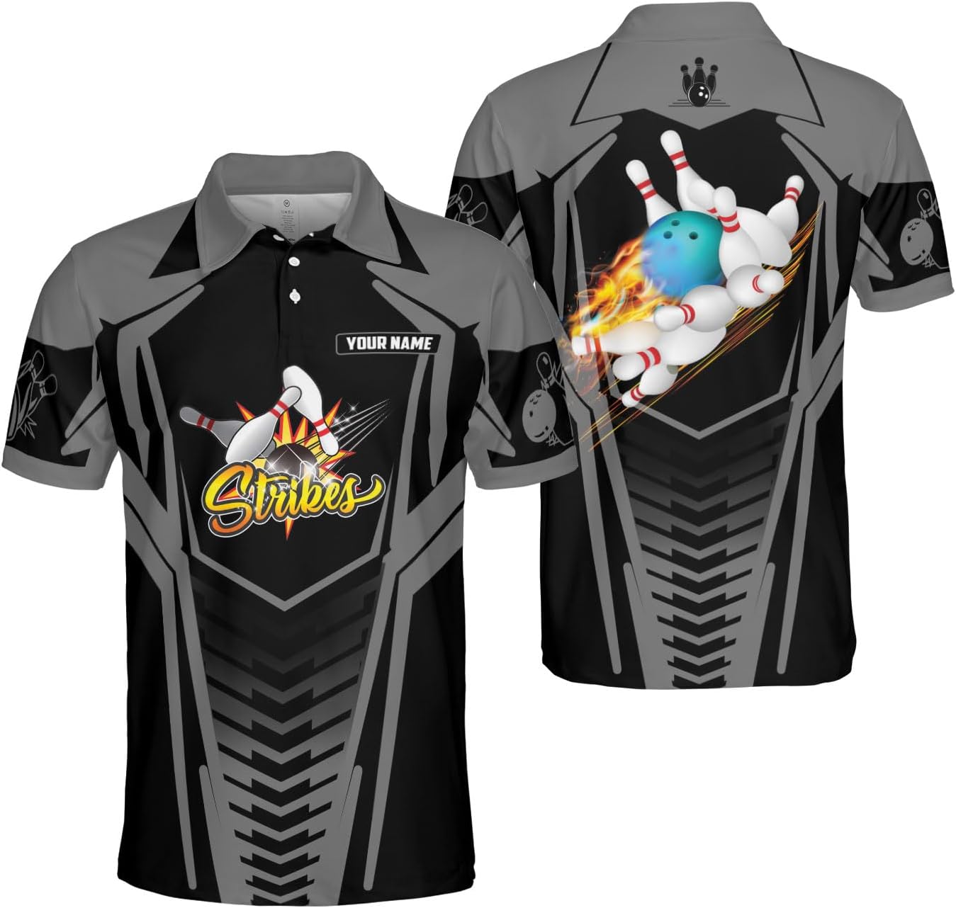 Ligthuy Personalized Name Bowling Polo Shirts 3D for Men and Women, Bowling Shirt, Bowling Shirts for Men Team Bowling Shirt
