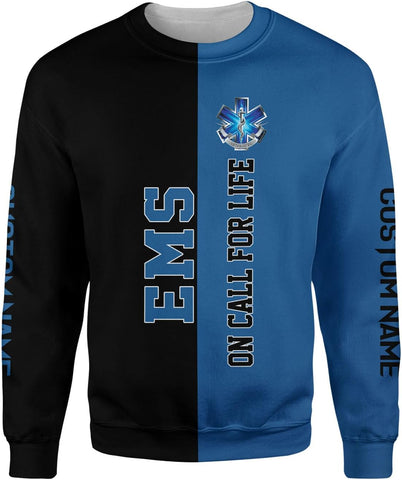 Leeprints Personalized EMT Hoodie EMS Sweatshirt Custom EMS Zip Hoodie Paramedic Uniform Emergency Medical Technician Shirts
