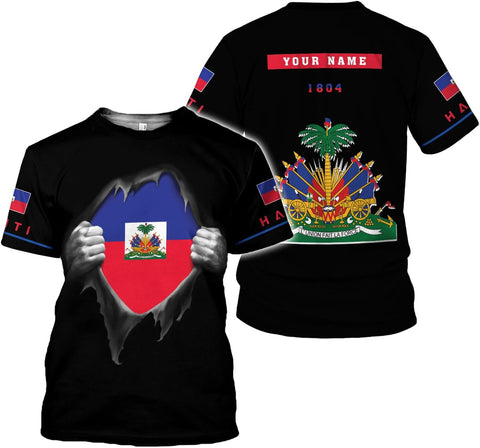 Mostprints Personalized Haiti Shirt 3D, Haitians Flag Pride Shirt, Haiti Shirts for Men & Women, Haitian Pride Tshirt S-5XL