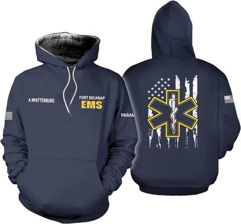 Vybonz Customize Name EMS EMT Hoodie For Men And Women All Over Printed Sportwear T Shirt, Zip Up Hoodie, Sweatshirt
