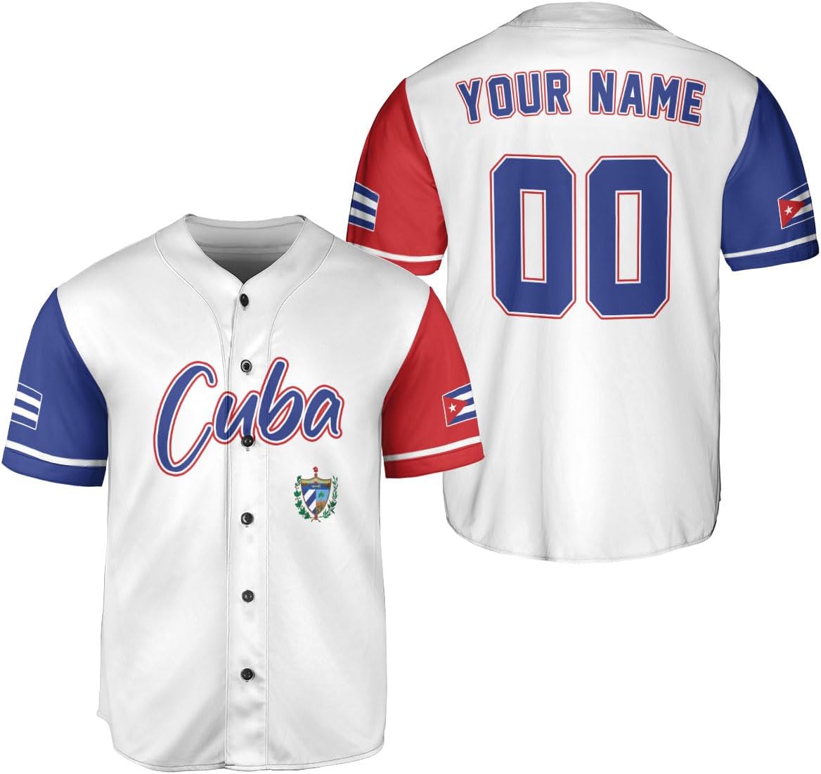 Personalized Cuba Baseball Jersey Shirt, Cuba Flag Jersey, Cuban Jersey for Men and Women, Cuba USA Flag T Shirt