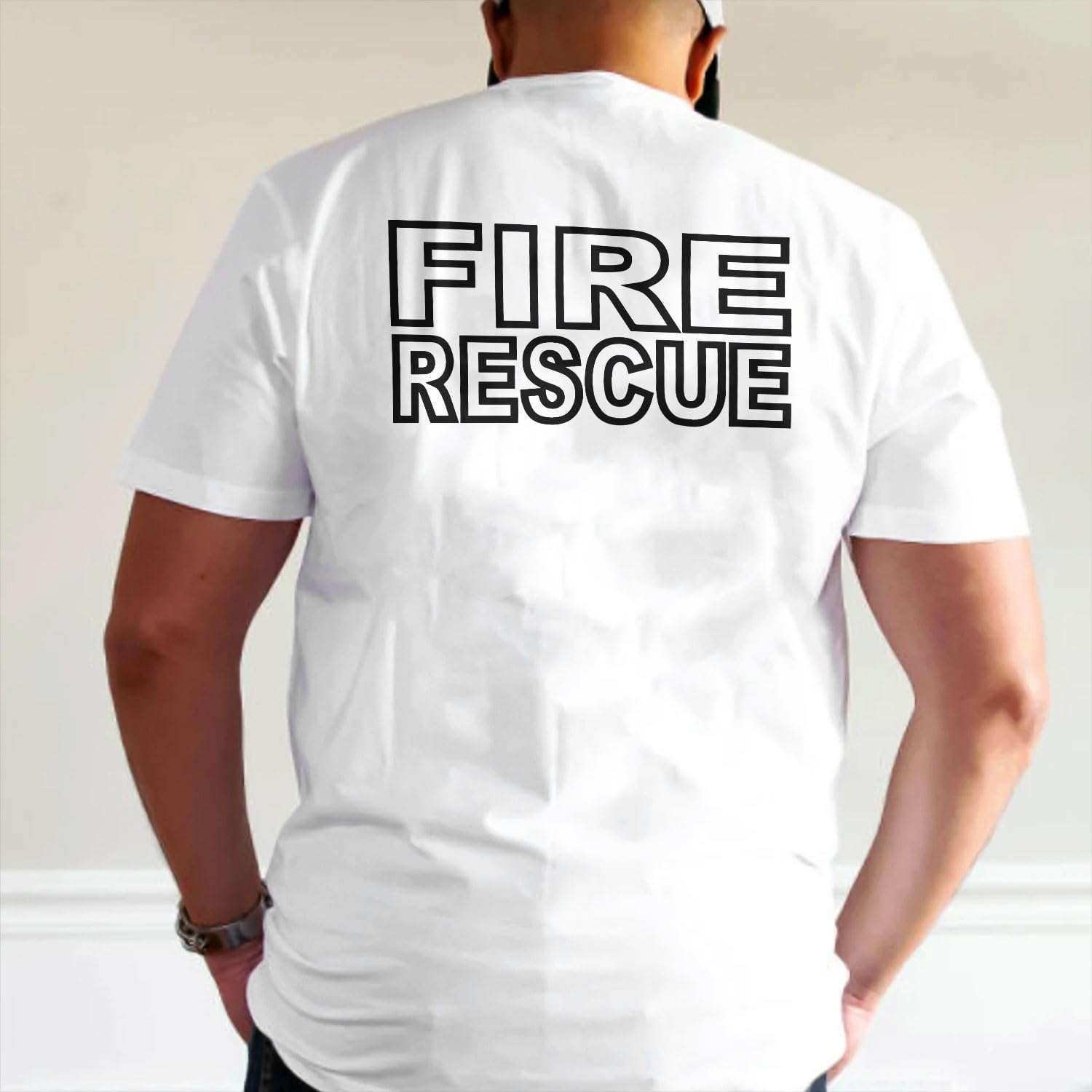 Pesonalized Red Line Fire Fighter T-Shirt, Fire Fighter T Shirt, Fire Department Shirts for Men, Fire Rescue Shirt